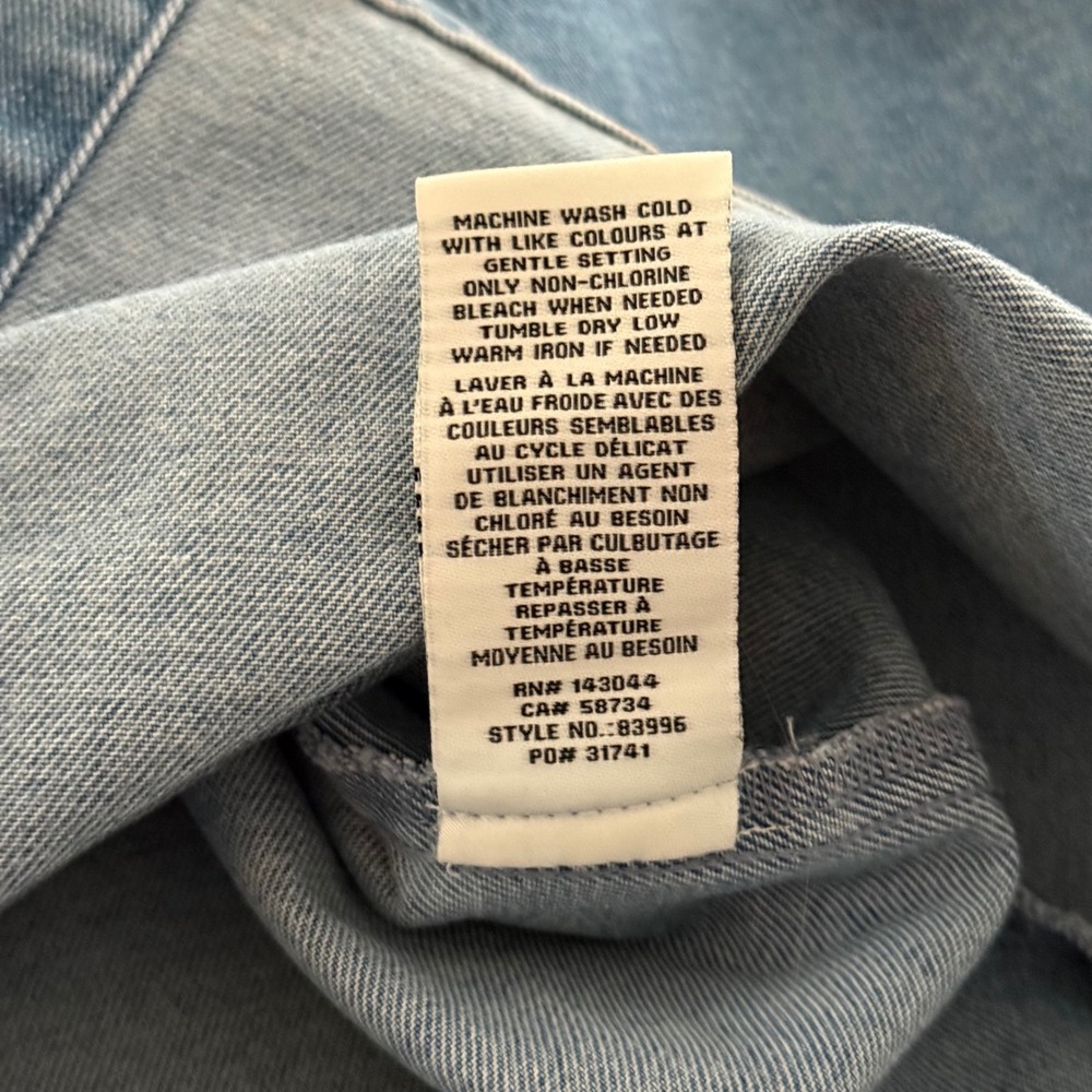 Bagatelle Collection Womens Medium Wash Puff Sleeve Denim Snap Front Shirt M - Picture 8 of 11